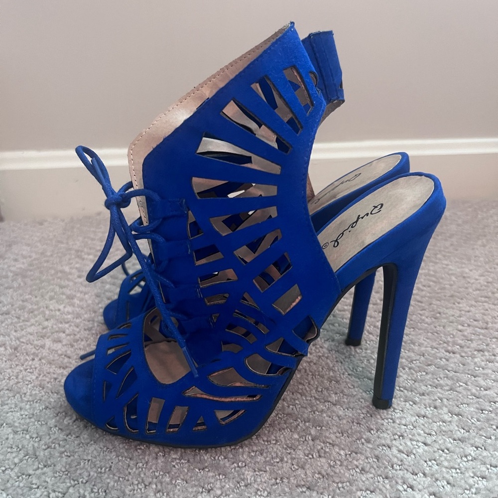Qupid Faux Suede Sandal Heels